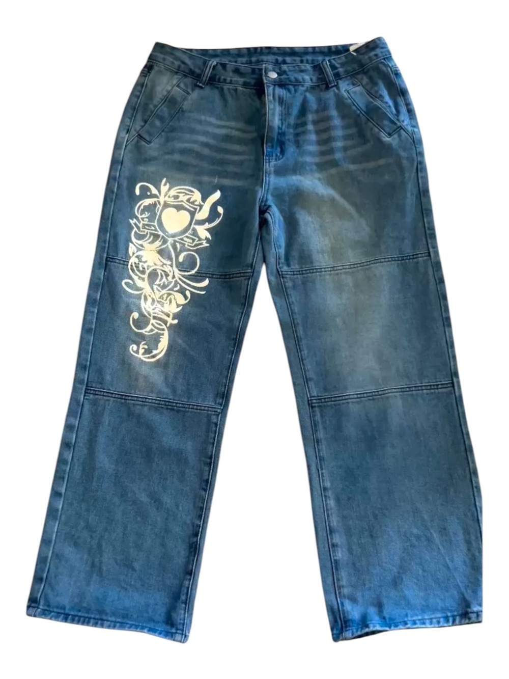 Y2k Vintage Heart Fluttered Low Rise Jeans